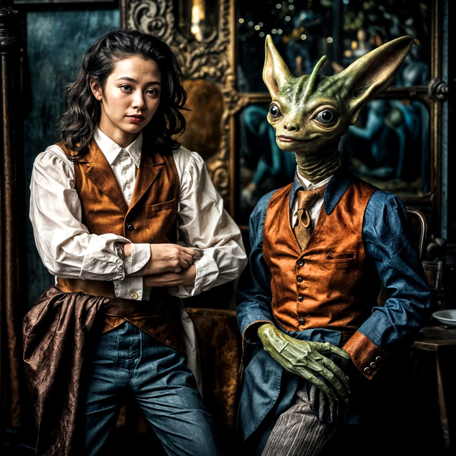 Surreal Alien Restaurant Celebration: Gritty, Eldritch Photo...