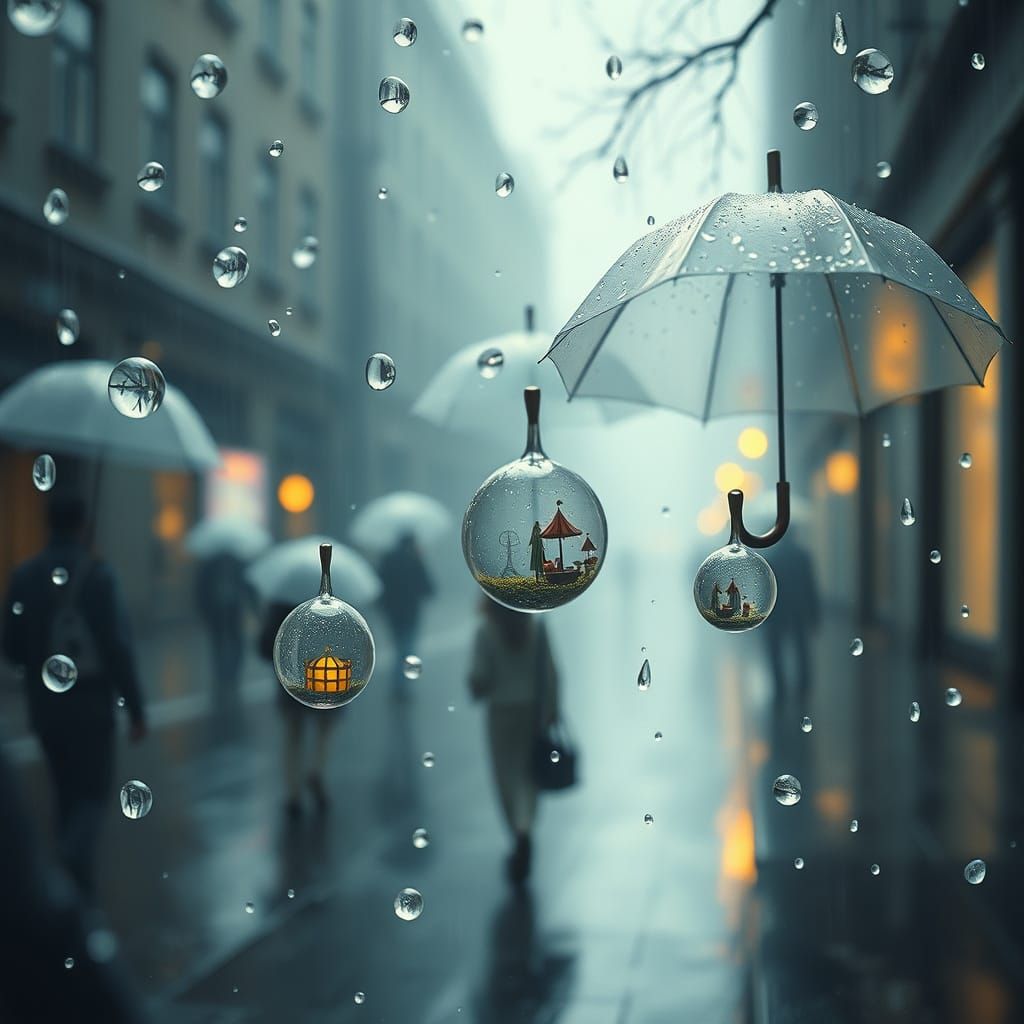 Whimsical Rain Scenes of Forgotten Dreams