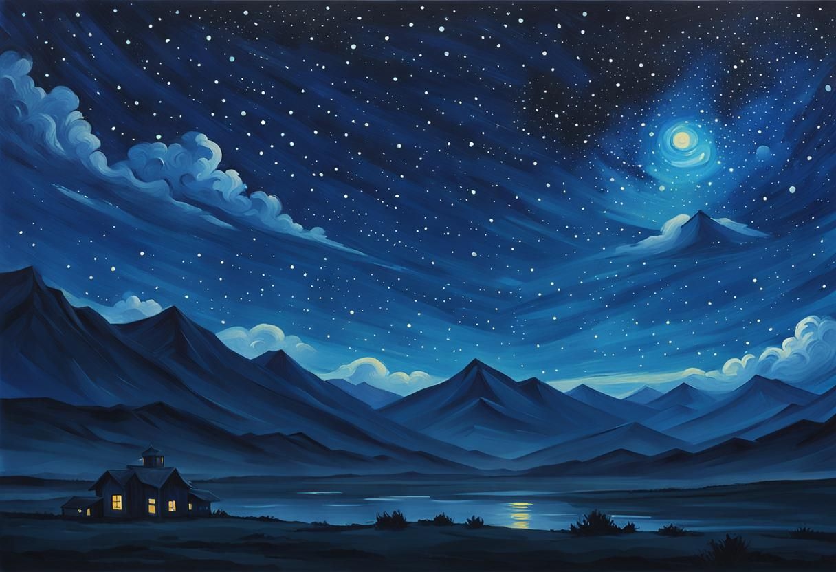 Simple Starry Sky Oil Painting