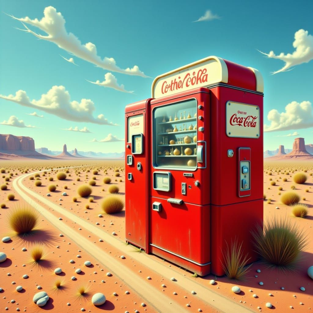 Vintage Coca-Cola Machine on Desert Road
