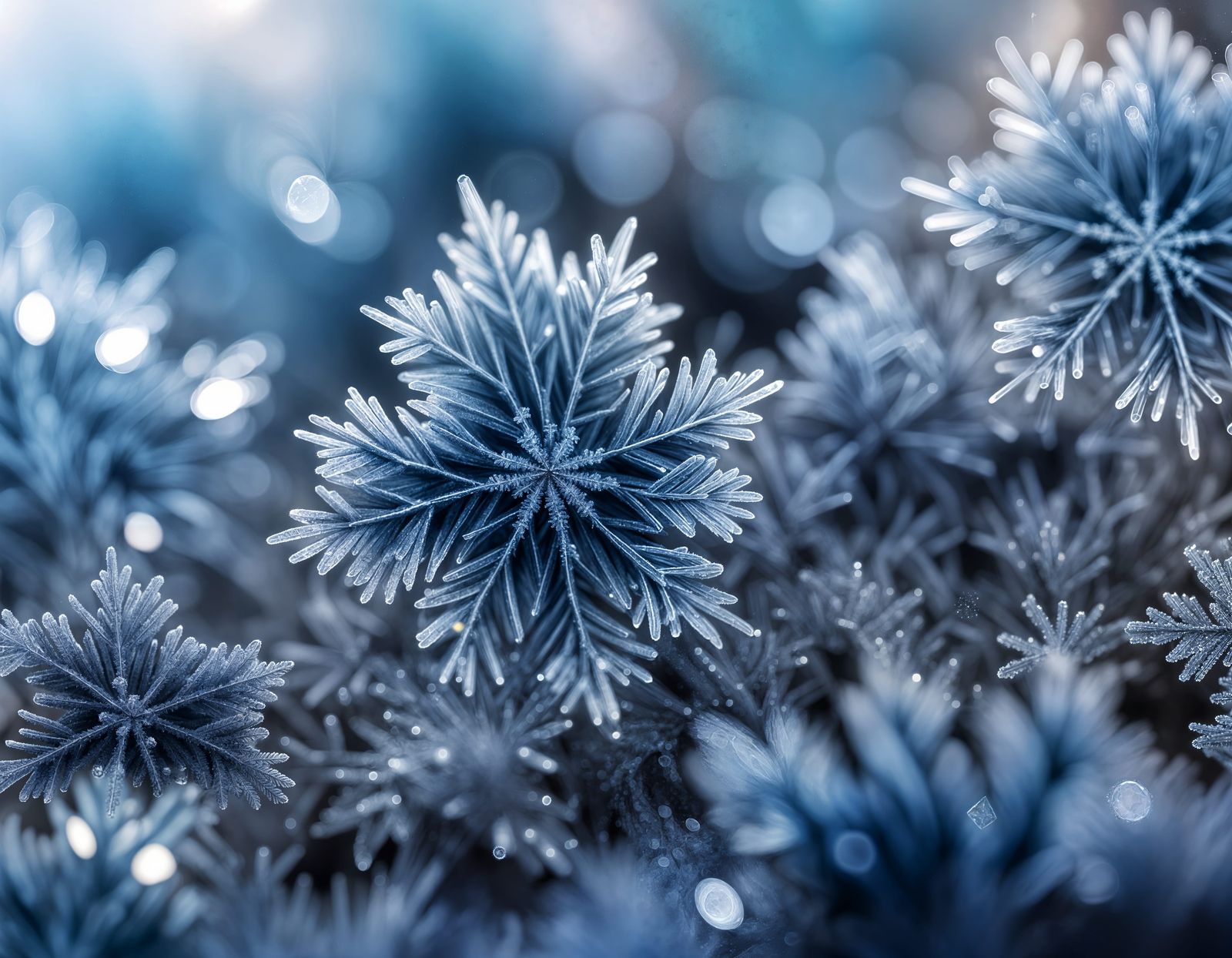 Surreal Indigo Ice Crystals Across Window Pane in Photoreali...