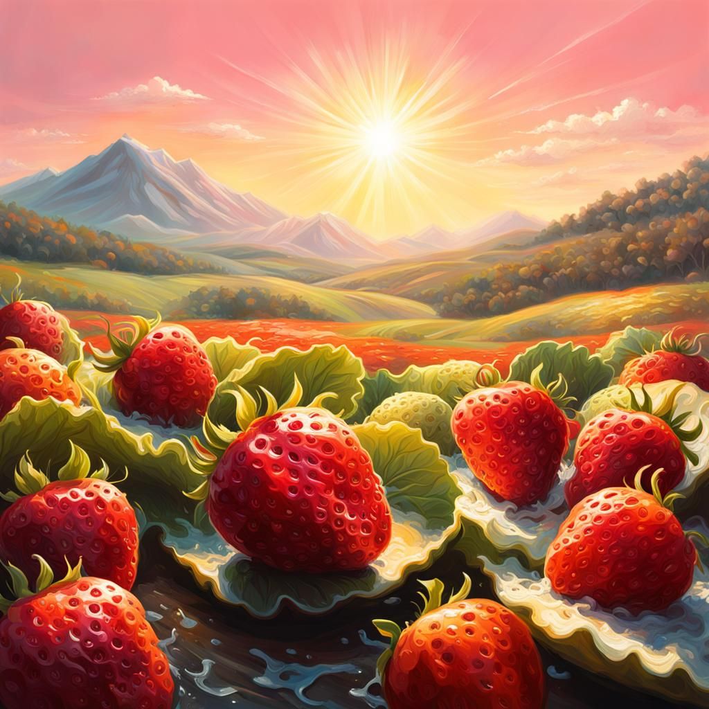 Strawberry Field with Pastel Colors in Splash Art