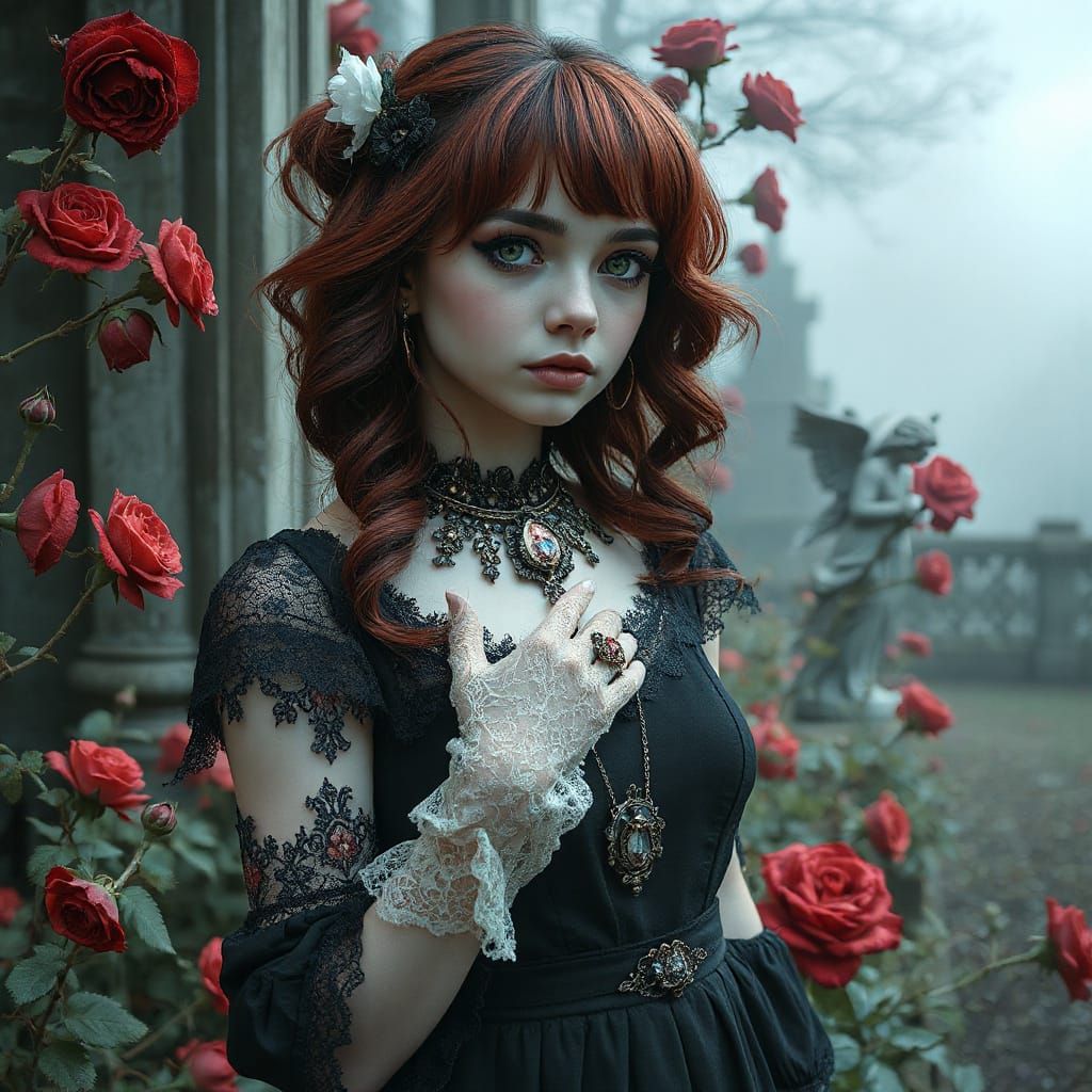 Gothic Princess Lost in a Forgotten Garden