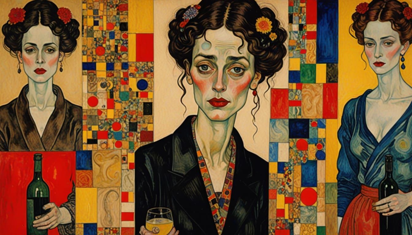 Woman in Expressionist Style with Alcohol Inks