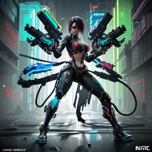 Nintendo Switch Girl in Cyberpunk Anime Style