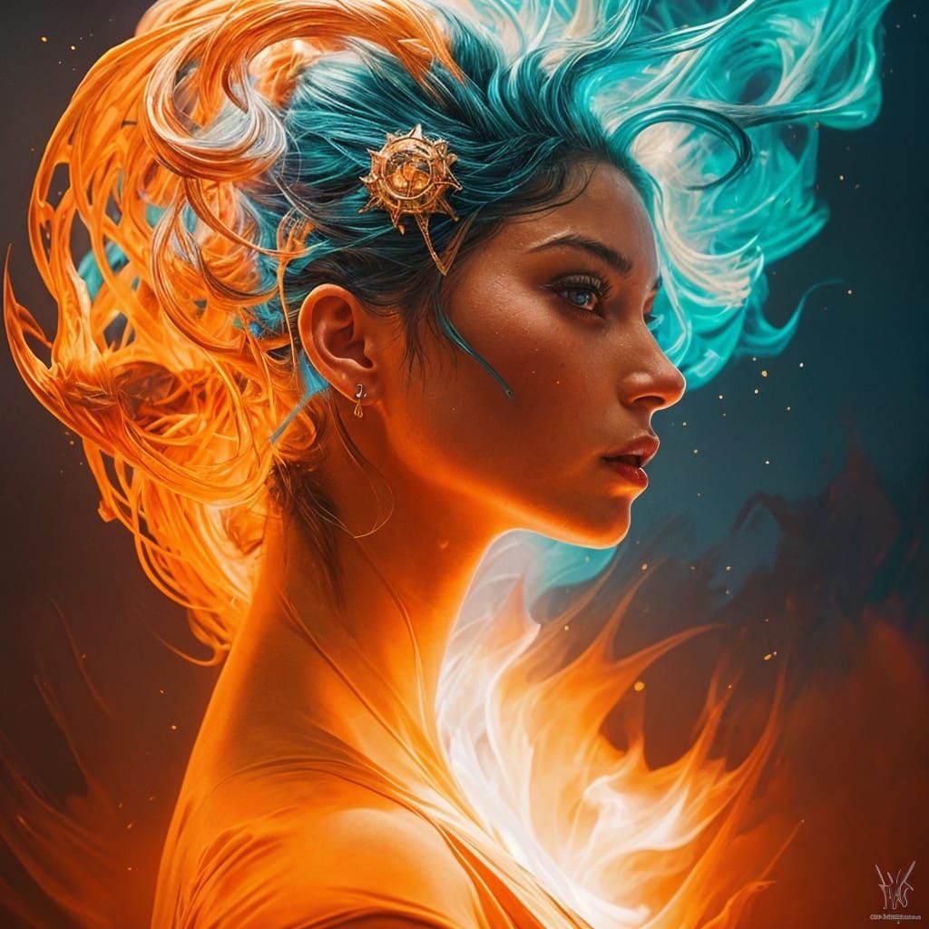 Fire and Ice Calligraphy Ink Painting