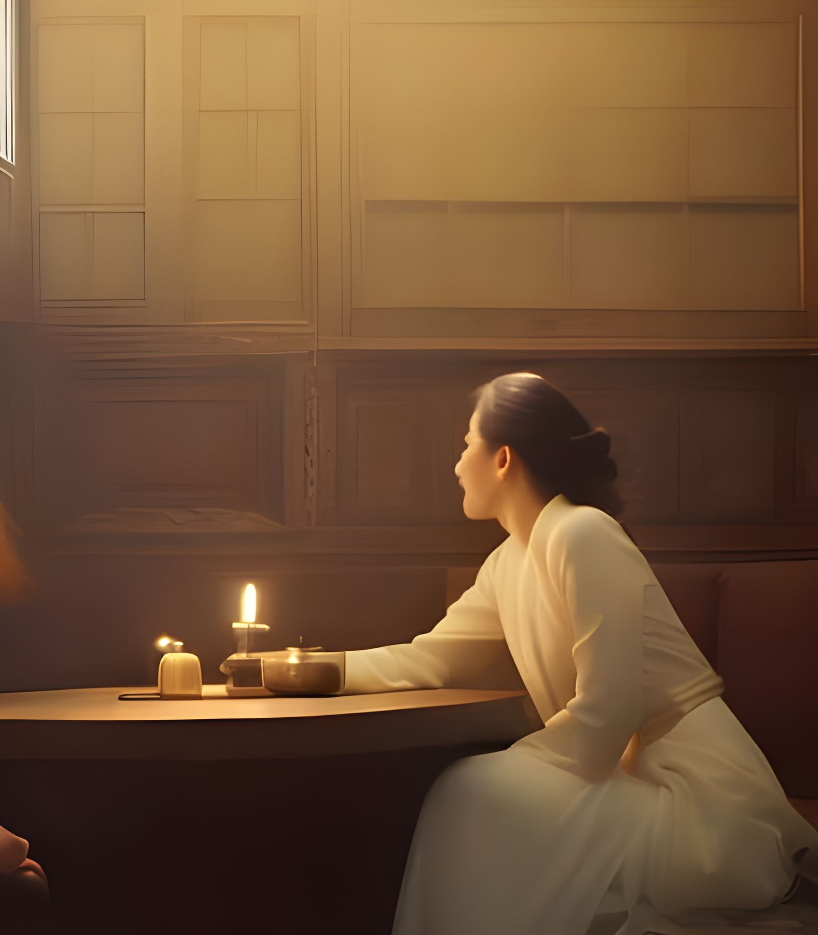 Elegant Opera Patrons at Coffee Shop, Hyperreal Painting