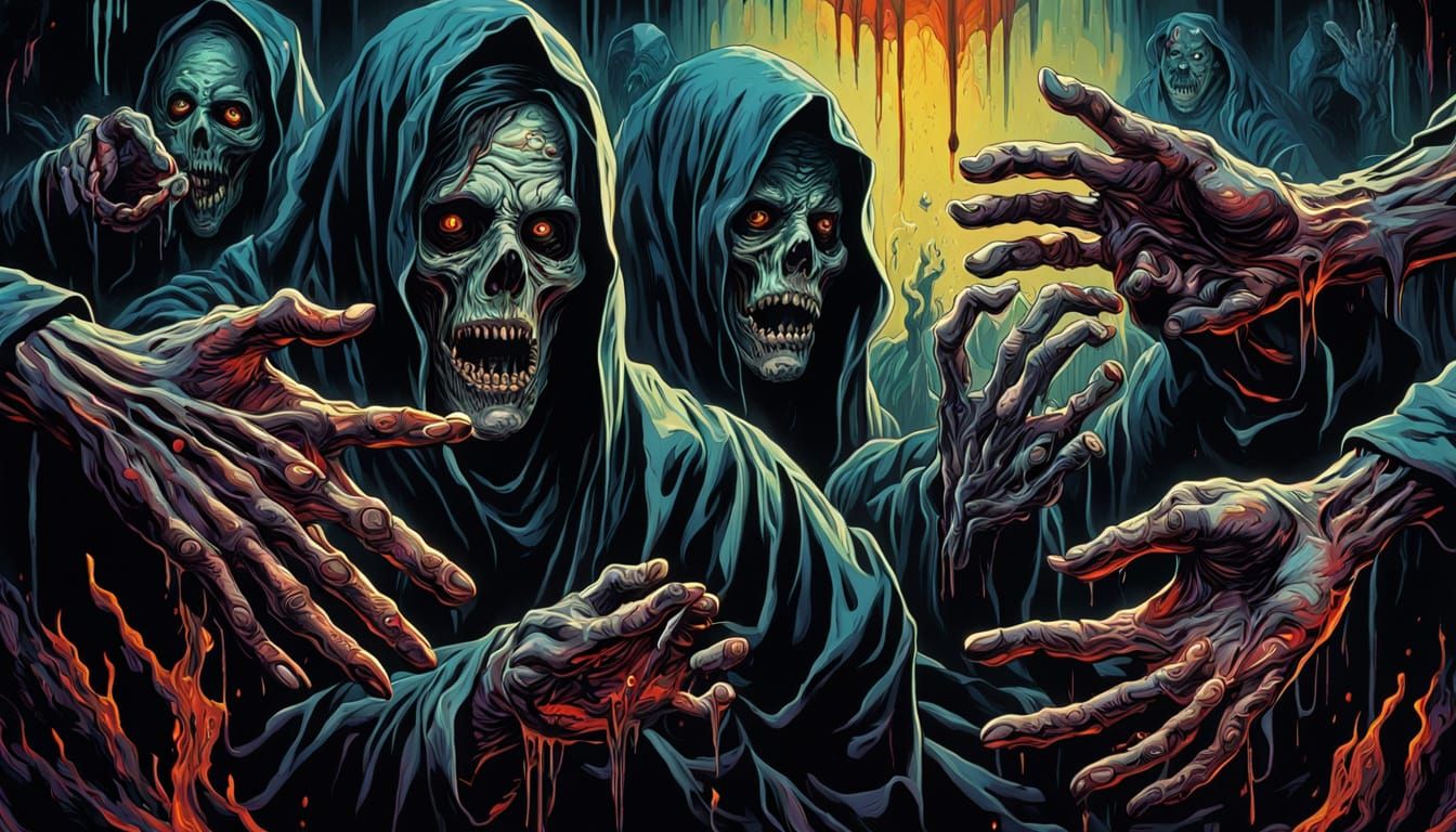 Haunted Gallery: Melting Portraits in Dark Surrealism