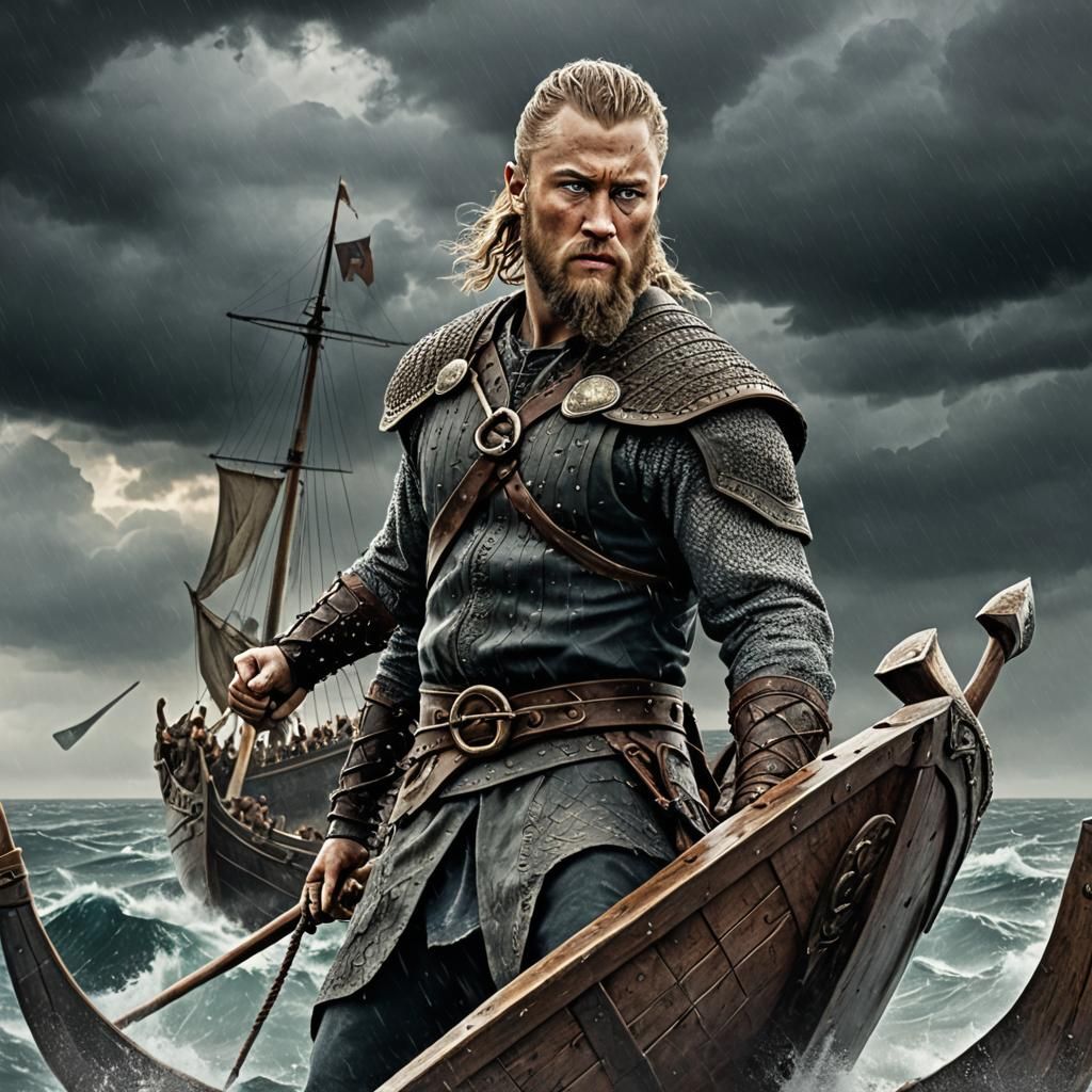 Ragnar Lothbrok on Longship: Digital Art