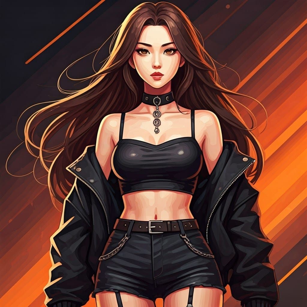 Gothic Asian Anime Goddess in Shounen Style