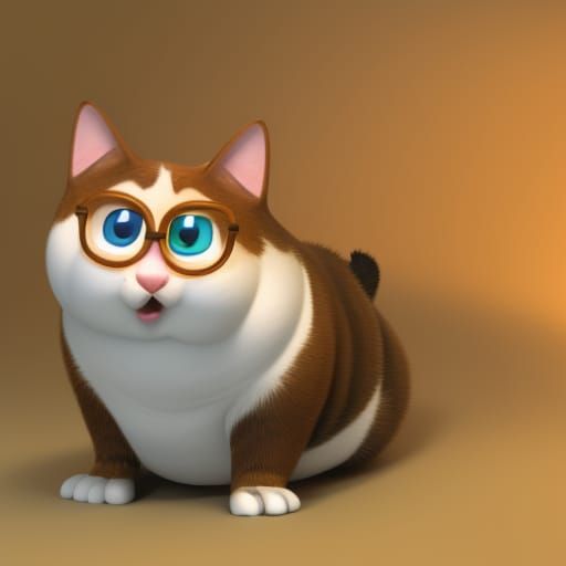 Extremely Fat Cat in 3D Digital Art Style
