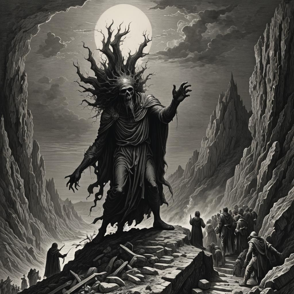 Giant Hand Explores Venus Hill in Dark Fantasy Style