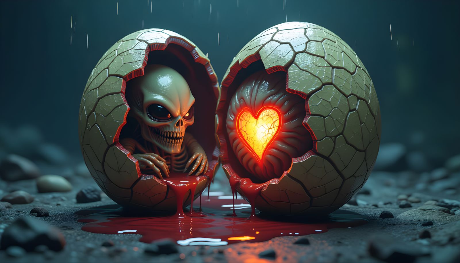 Grotesque Embryo in Alien Cocoon: Hyperrealistic Sci-Fi Art