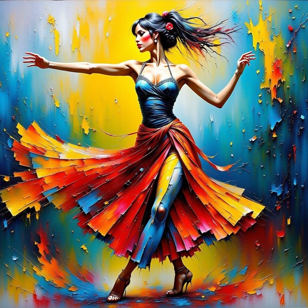 Impasto Dancer in Abstract Expressionist Style