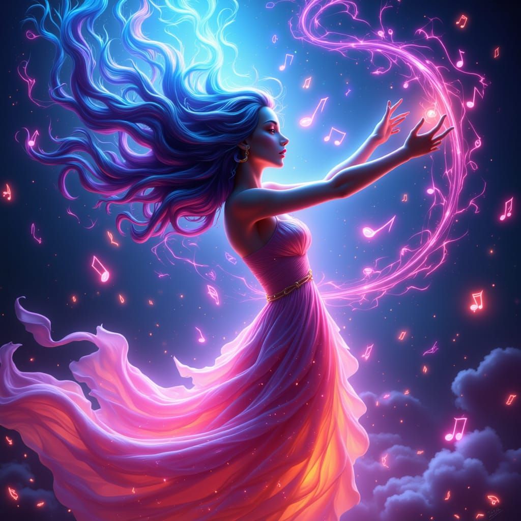 Magical Singer's Voice Creates Ethereal Musical Display