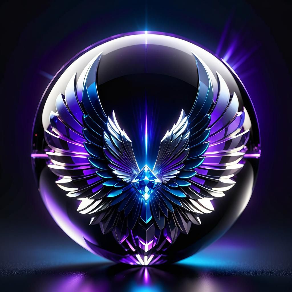 Glowing Sapphire Energy Force with Angel Wings