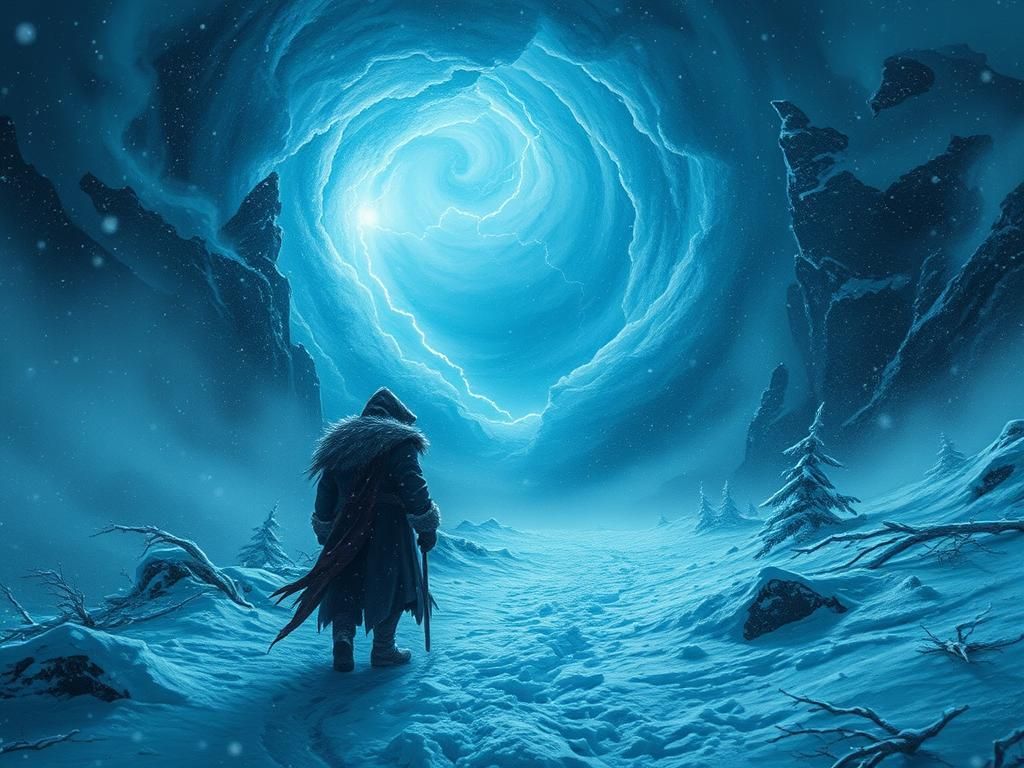 Frigid Tundra Blizzard in Gothic Sci-Fi Style