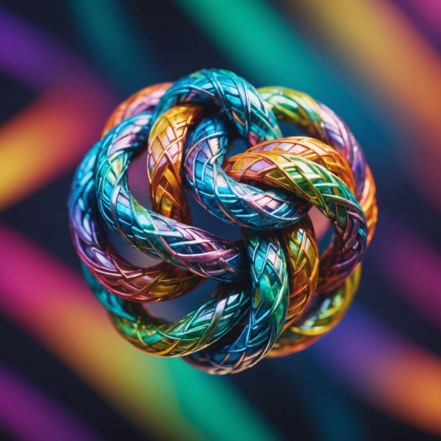 Opalescent Infinity Knot in Psychedelic Style