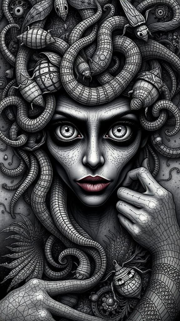 Surreal Eldritch Goddess with Fractal Details and 3D Shading