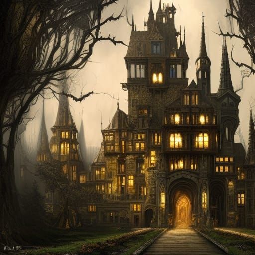 Gothic Castle in Dark Fantasy Style