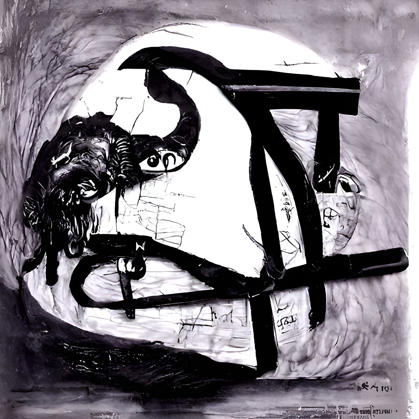 Charcoal Drawing Inspired by Antoni Tàpies