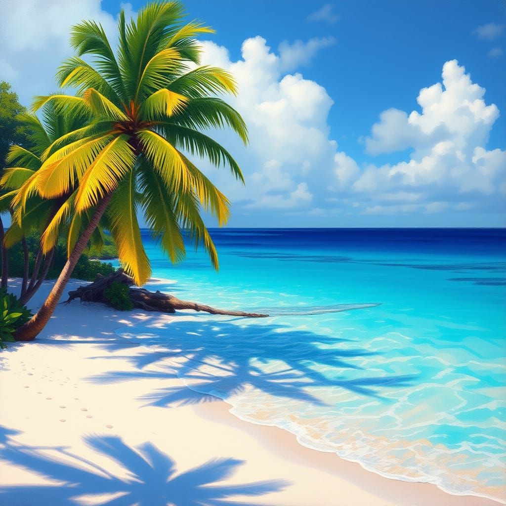 Jamaican Beach Scene in Impressionist Style