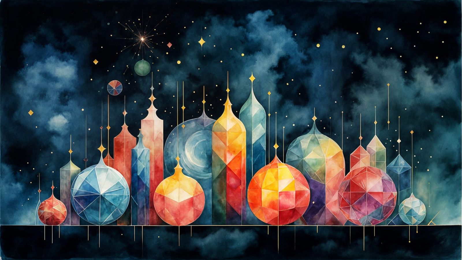 Abstract Geometric Objects on Black Surface