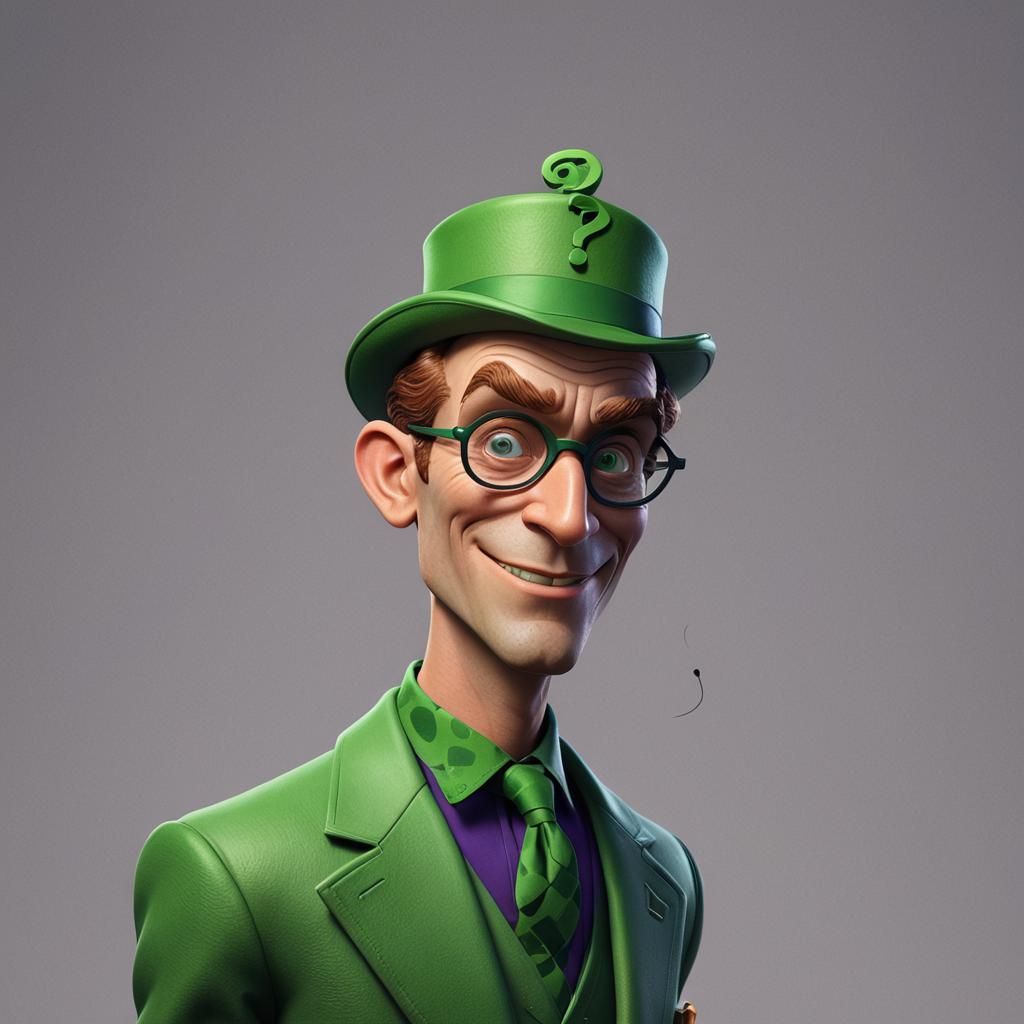 The Riddler: Pixar-Style 3D Digital Art
