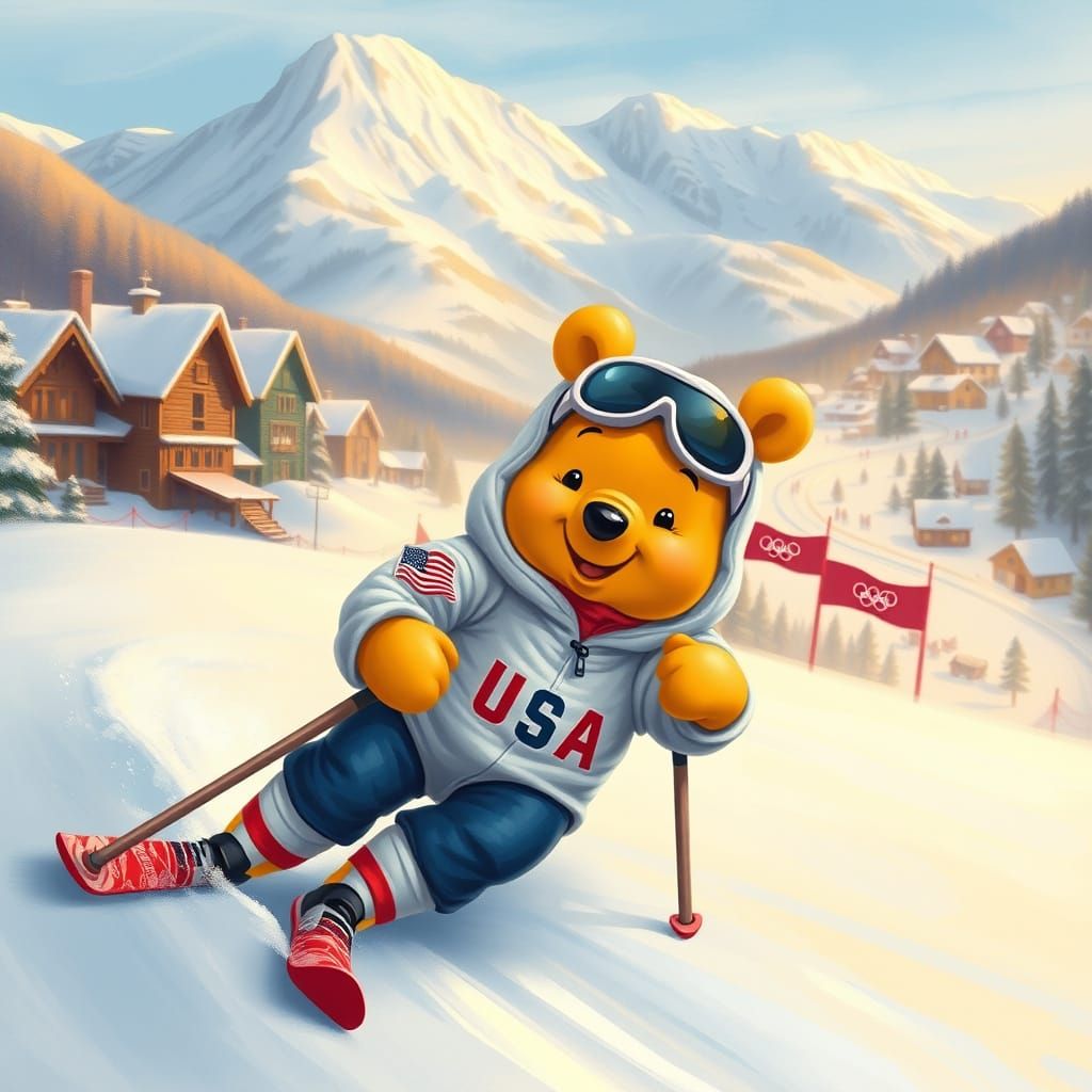 Baby Winnie the Pooh Shines on the Olympic Slalom Course in ...