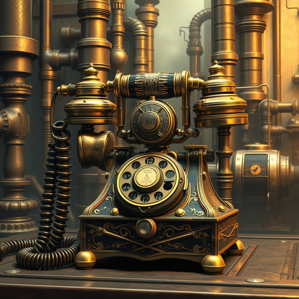 Ornate Telephone in Steampunk Style