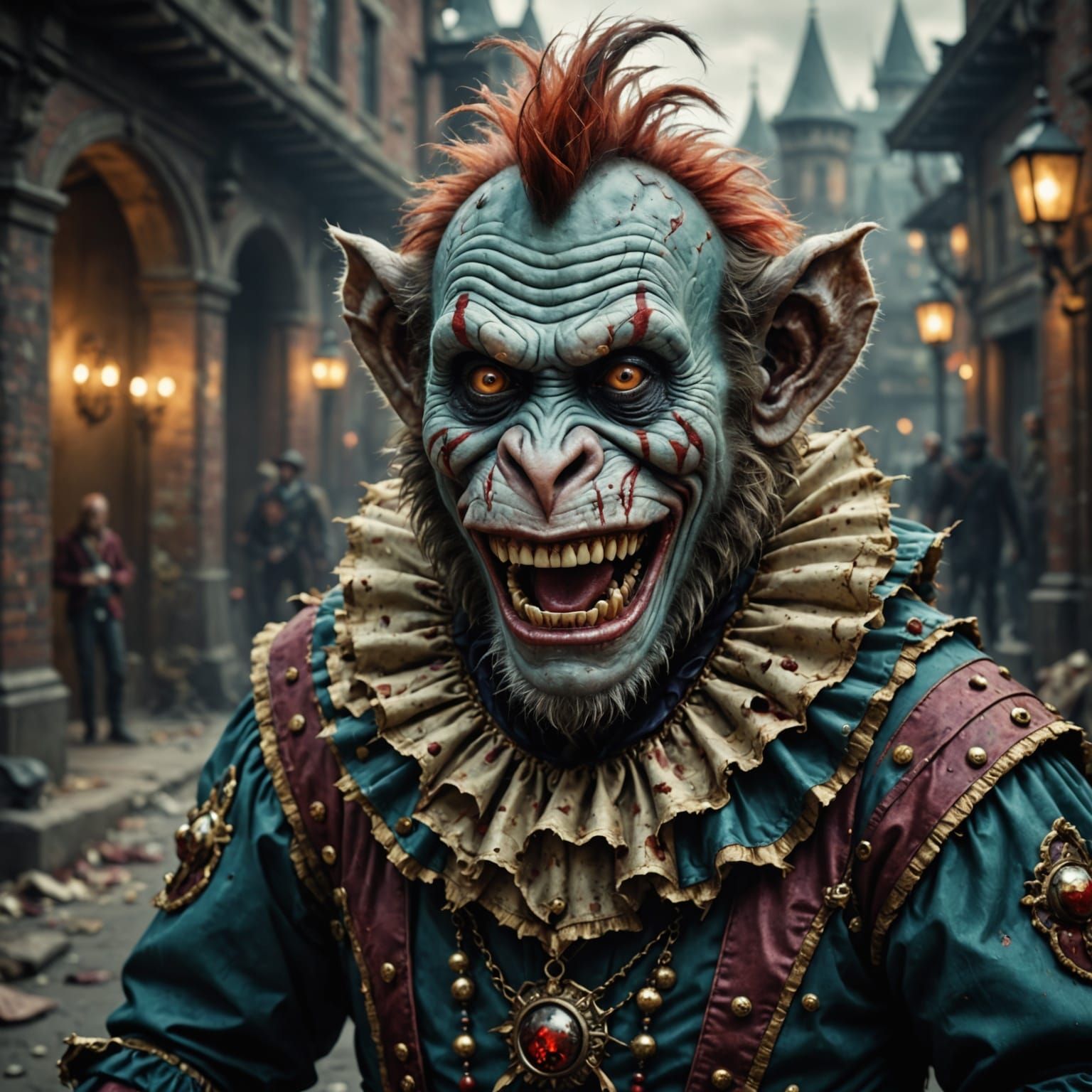 Epic Cinematic Monkey King in Court Jester Regalia