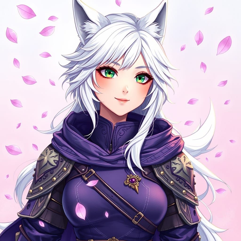 Anime Woman with Wolf Features in Manga Style