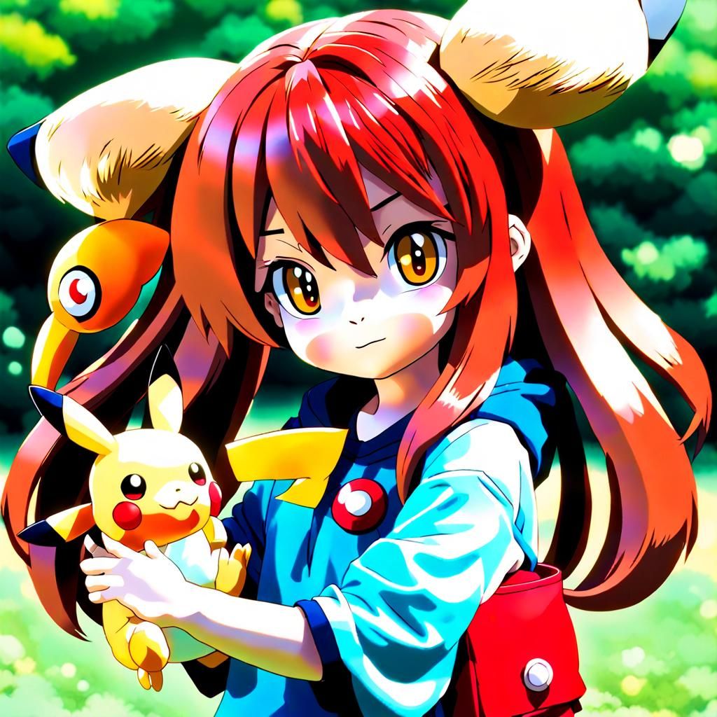 Anime Girl as Pokemon Trainer with Gengar Plush