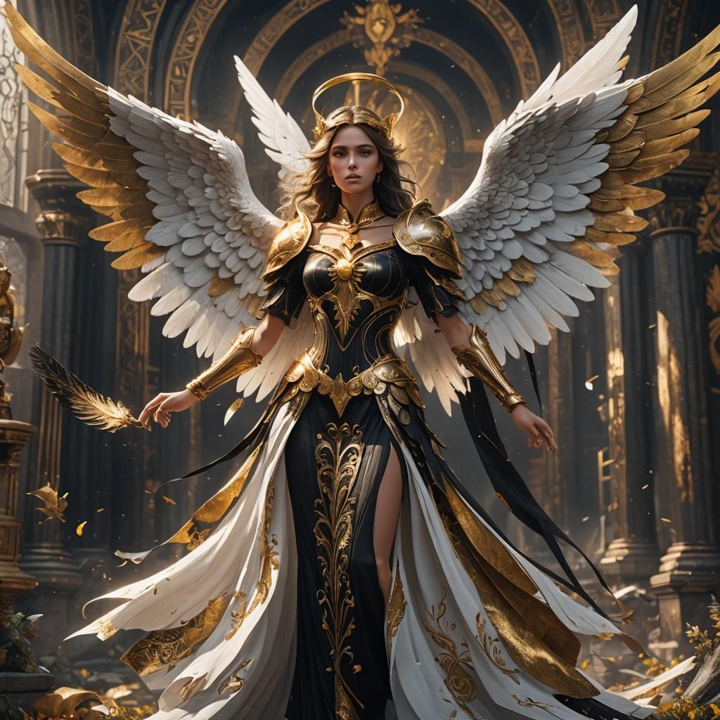 Guardian Angel in Black and Gold: Fantasy Art
