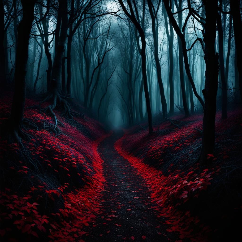 Dark Scary Wonderland Forest