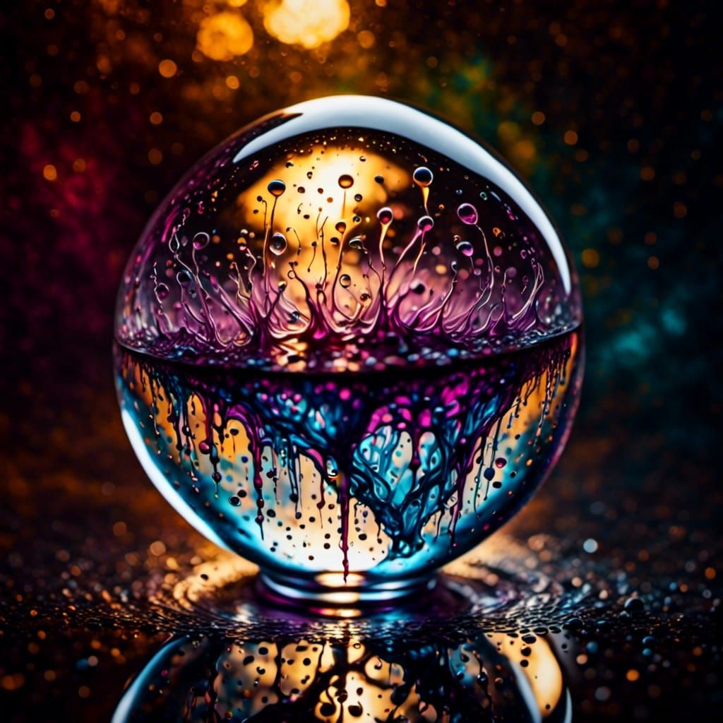 Surreal Droplet with Inky Miniature World