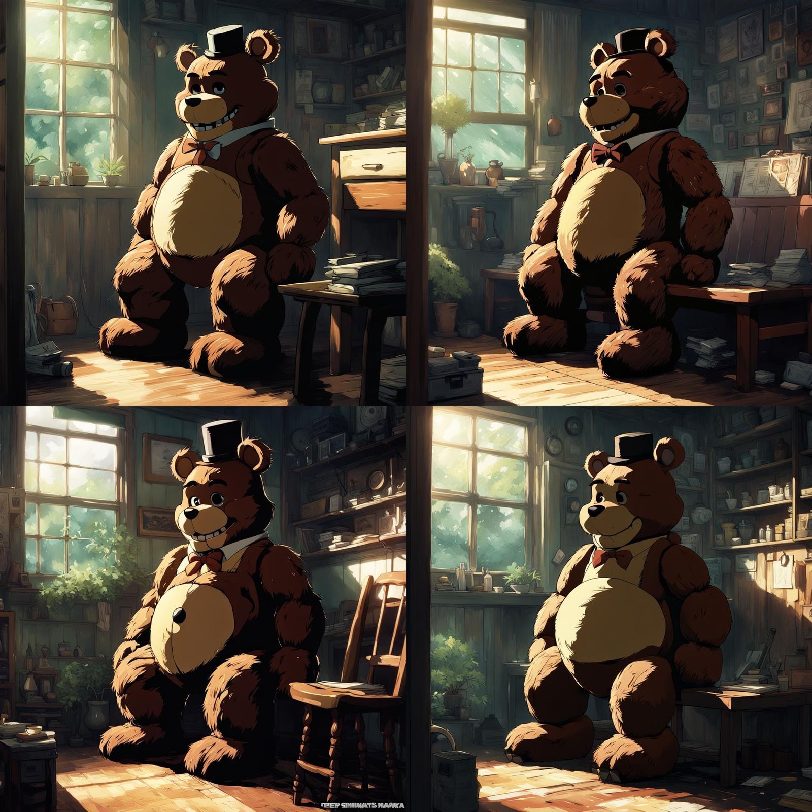 Freddy Fazbear in Studio Ghibli Anime Style