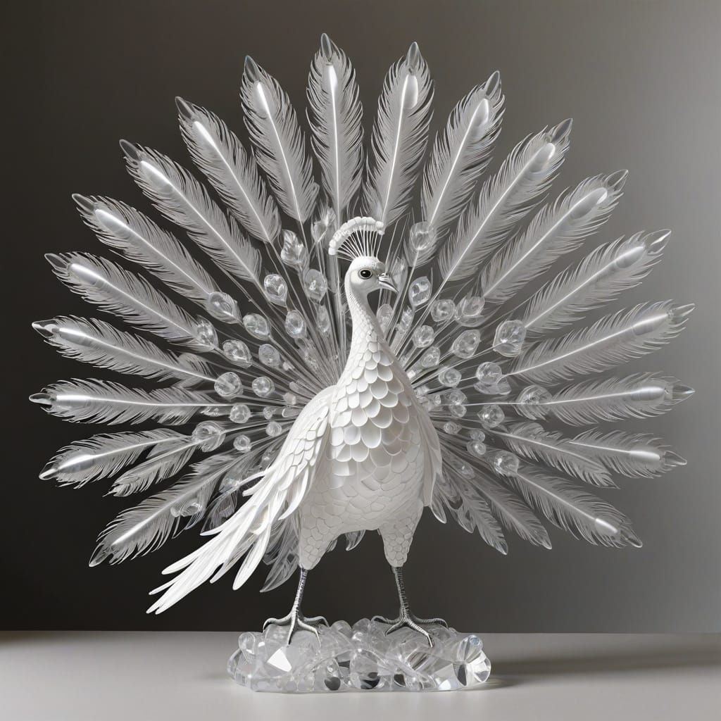 Ethereal Crystal Peacock Takes Flight