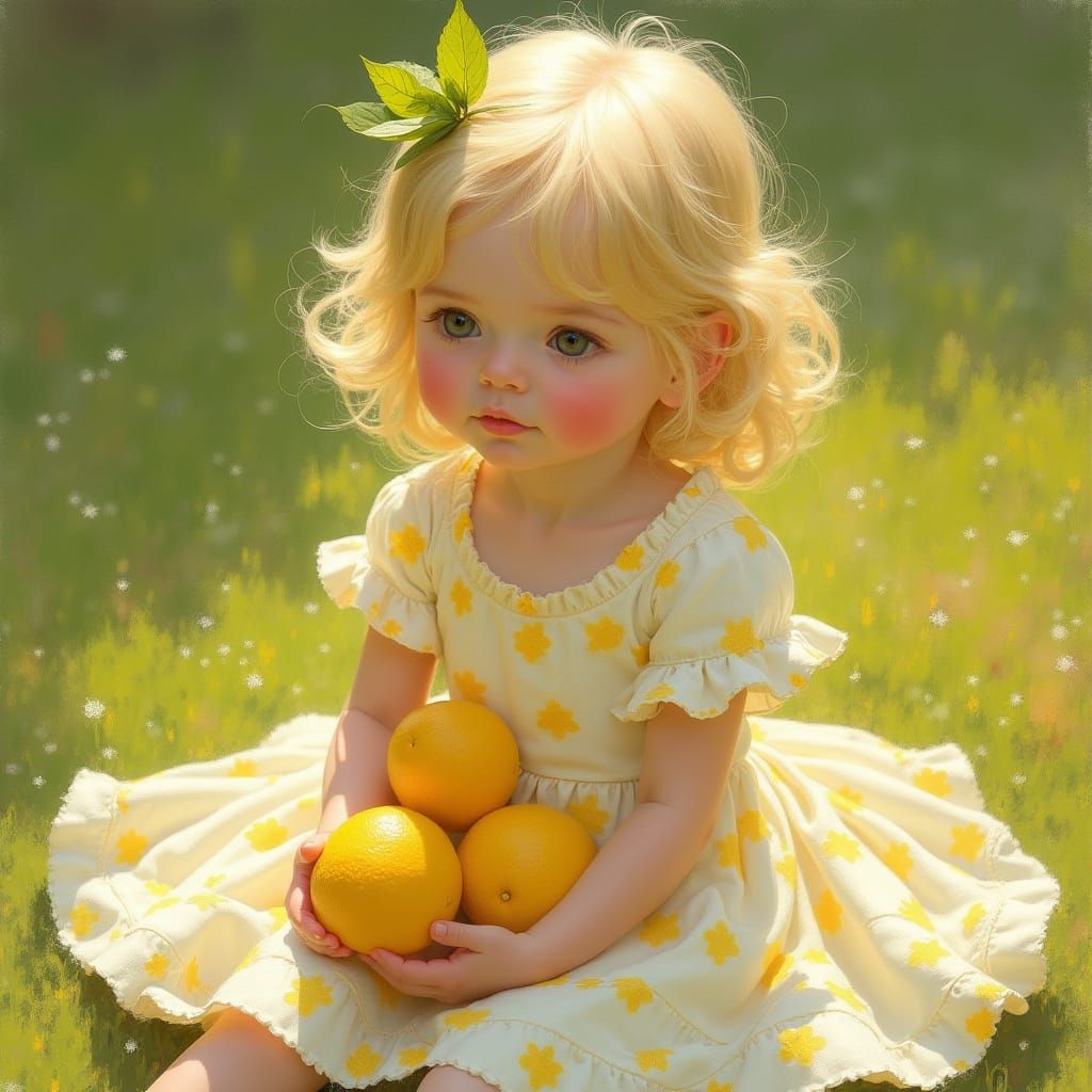 Girl with Lemon: Impressionistic Portrait in Soft Light