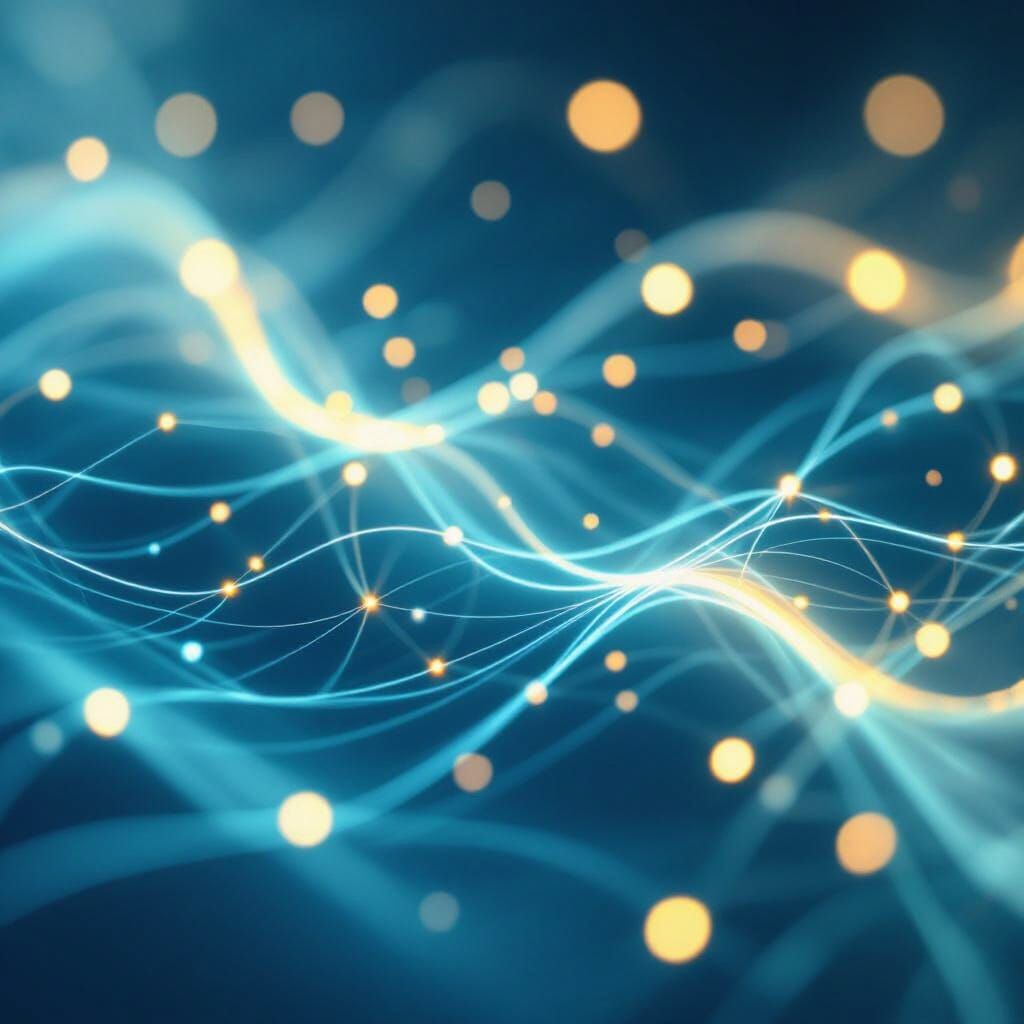 Abstract Neural Network of Glowing Threads in Motion