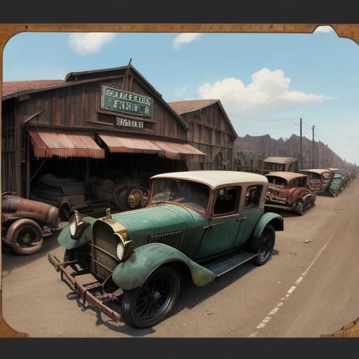 1900s Automobile Junkyard Panorama