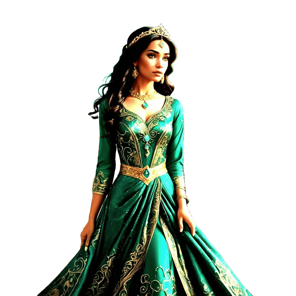 Jasmine in Green Dress: Fantasy Concept Art