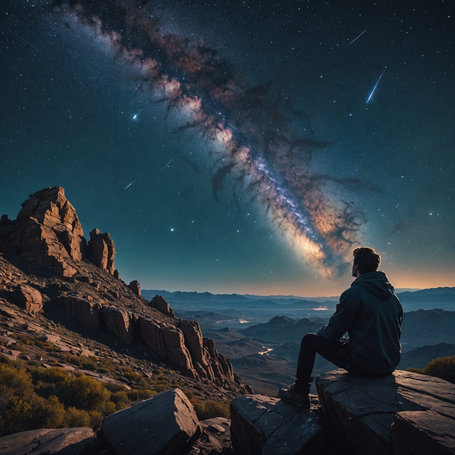 Starry Night Sky Gazing: Fantasy Concept Art