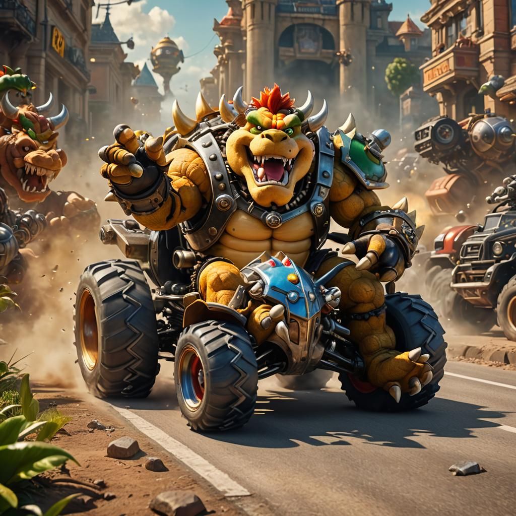 Bowser Listens to Metal Music in Digital Art