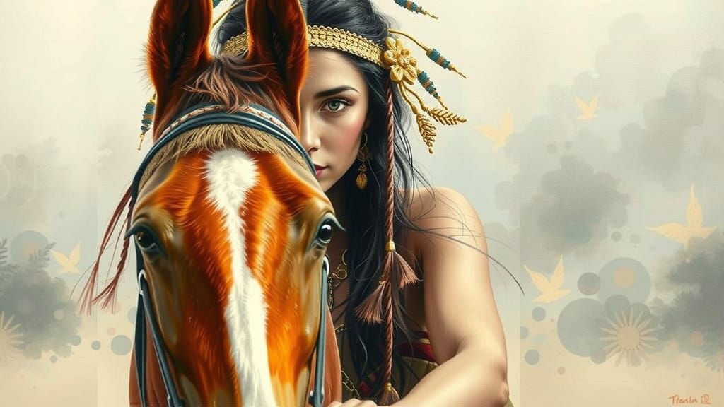 Oil Painting of a Warrior Woman