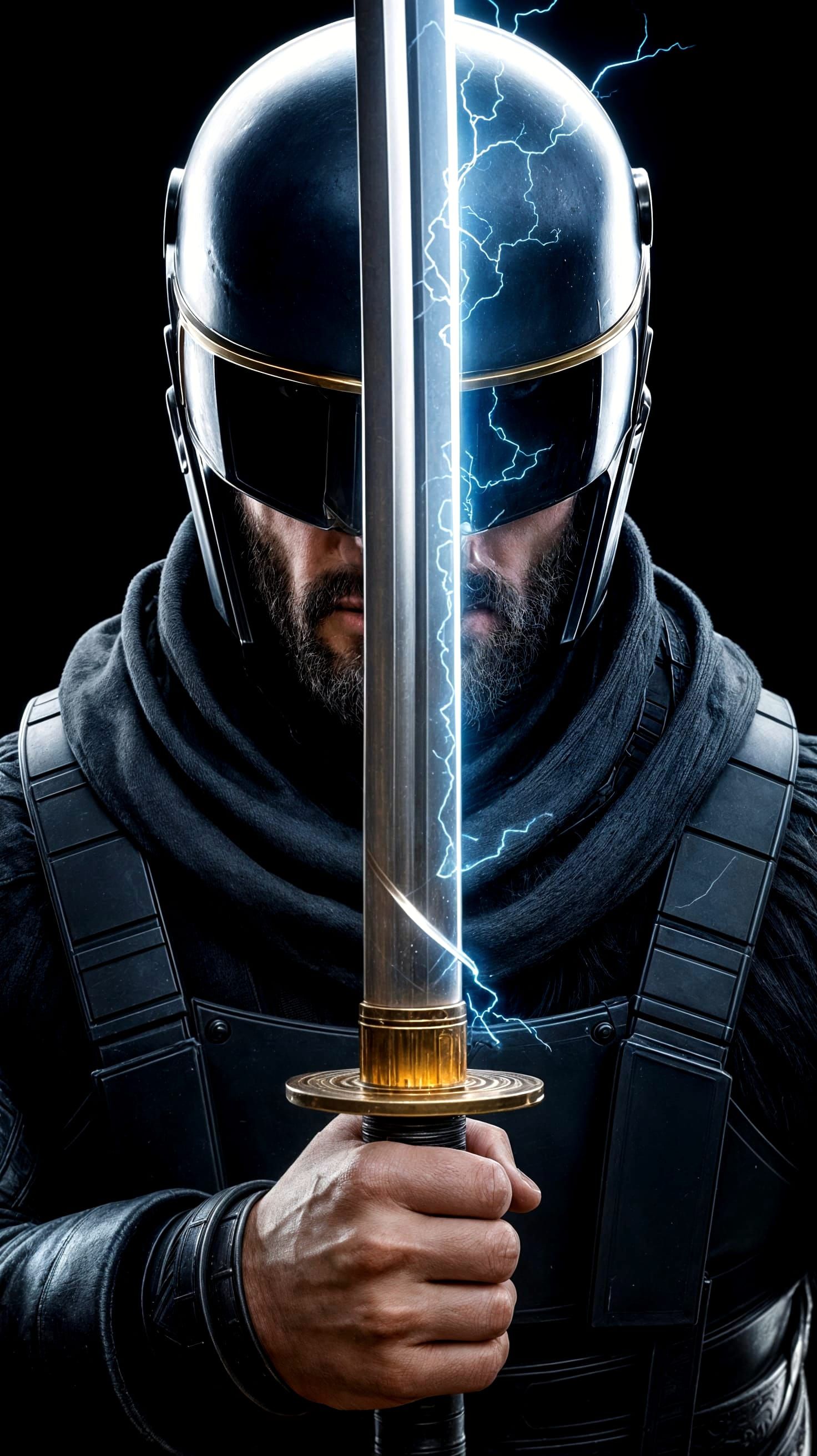 Cyberpunk Warrior with Glowing Katana