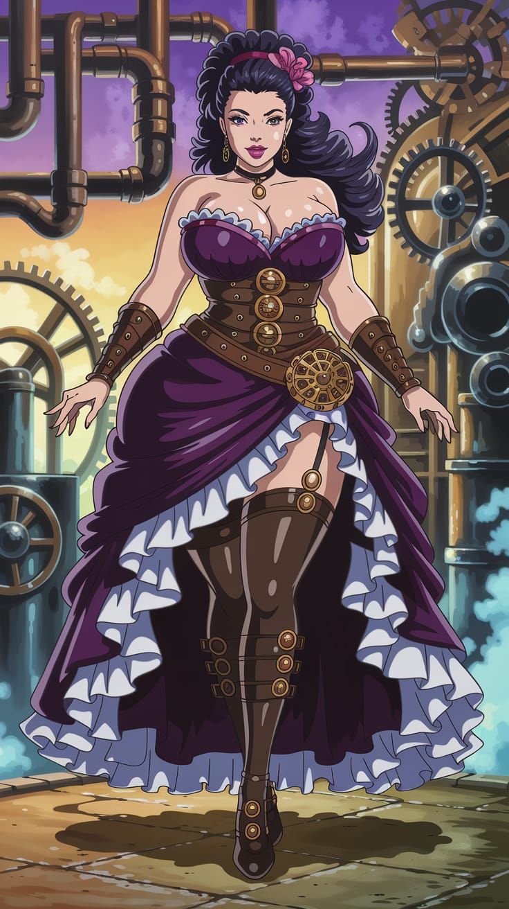 Steampunk Goddess in Elegant Gearwork Attire