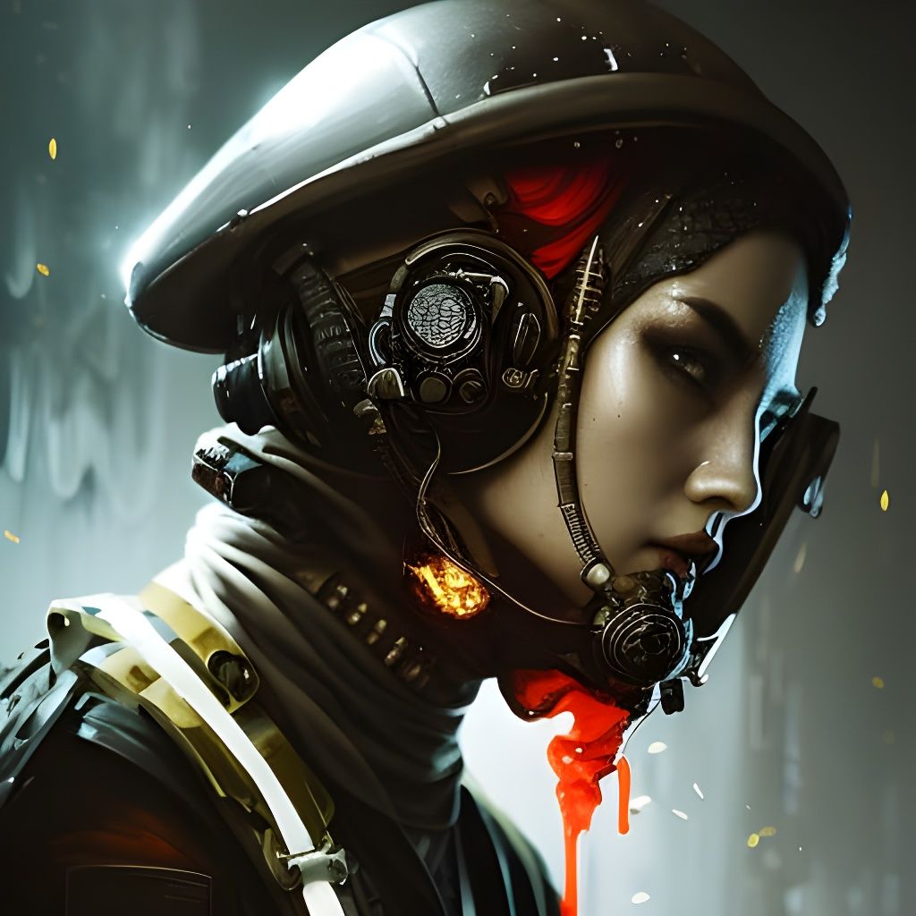 Gritty Hazmat Woman Portrait in Polygon Art Style