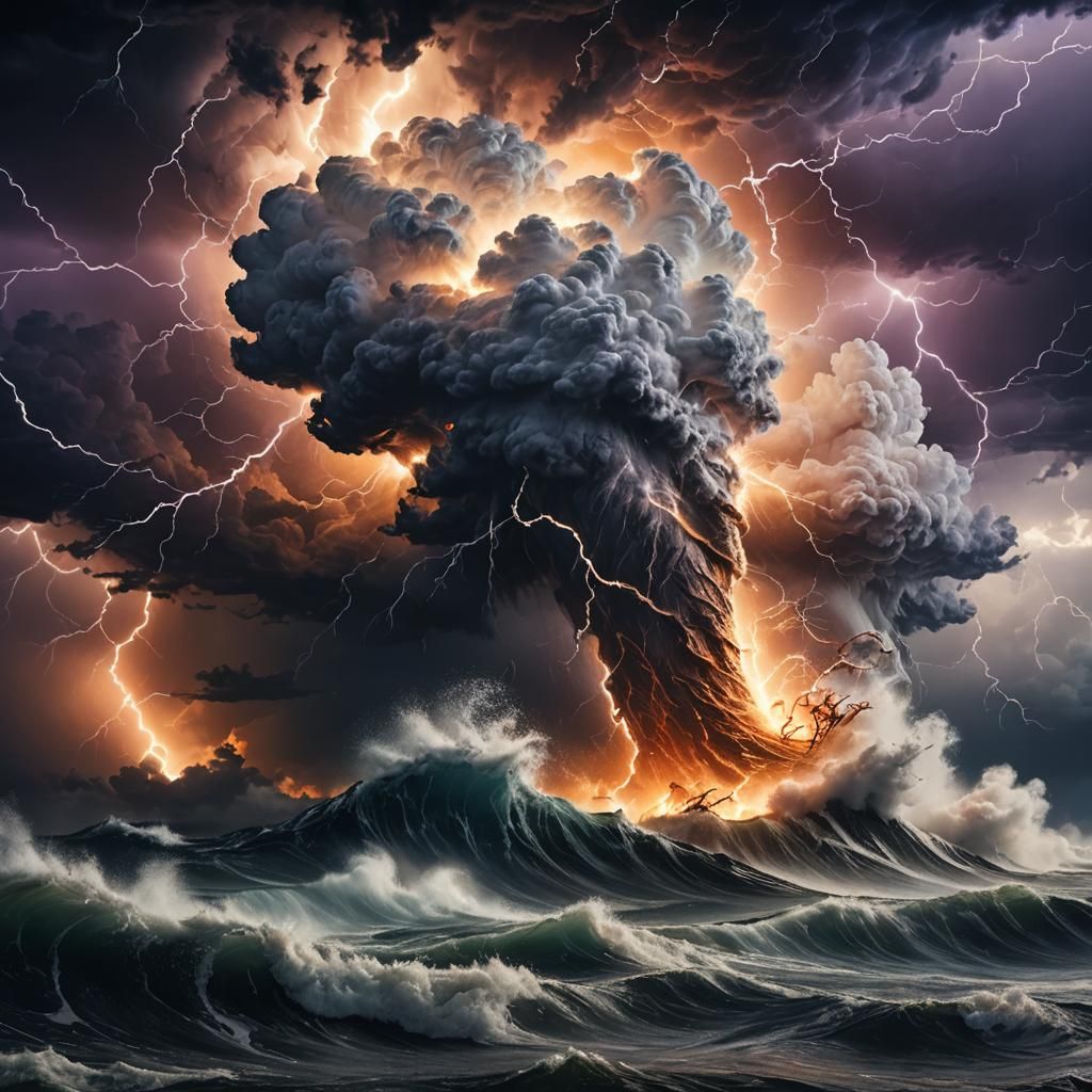 Dramatic Sea Tornado Concept Art in 8K