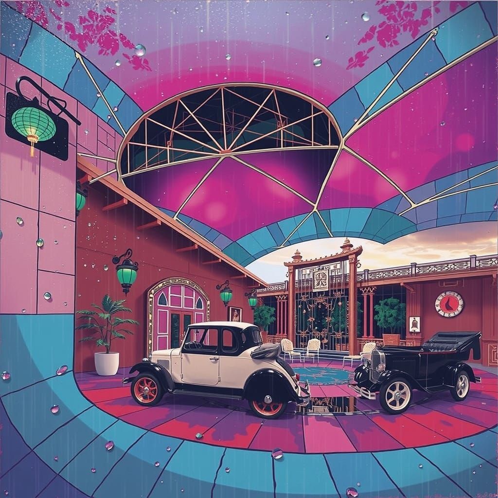 Mysterious Green Garden Scene After Rain